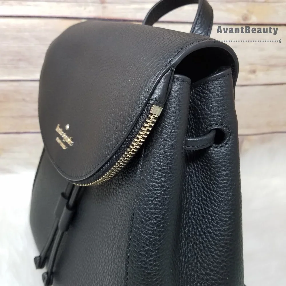 Kate Spade Medium Flap Backpack Leila Black New